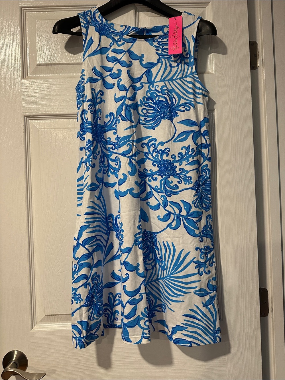 Lilly Pulitzer White Dress with Bold Blue Floral Print